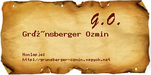 Grünsberger Ozmin névjegykártya